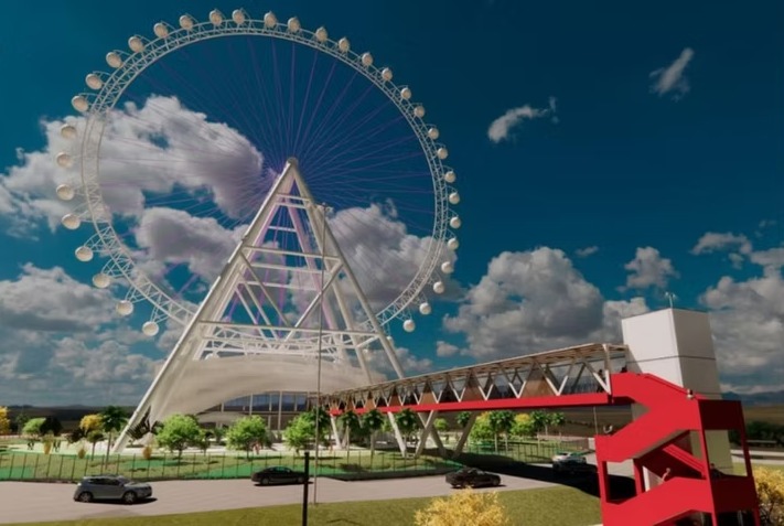 Maior da América Latina: primeiras peças da roda-gigante do Parque Novo Mato Grosso chegam a Cuiabá