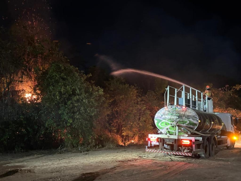 Bombeiros extinguem incêndio e impedem que chamas destruam Parque Florestal