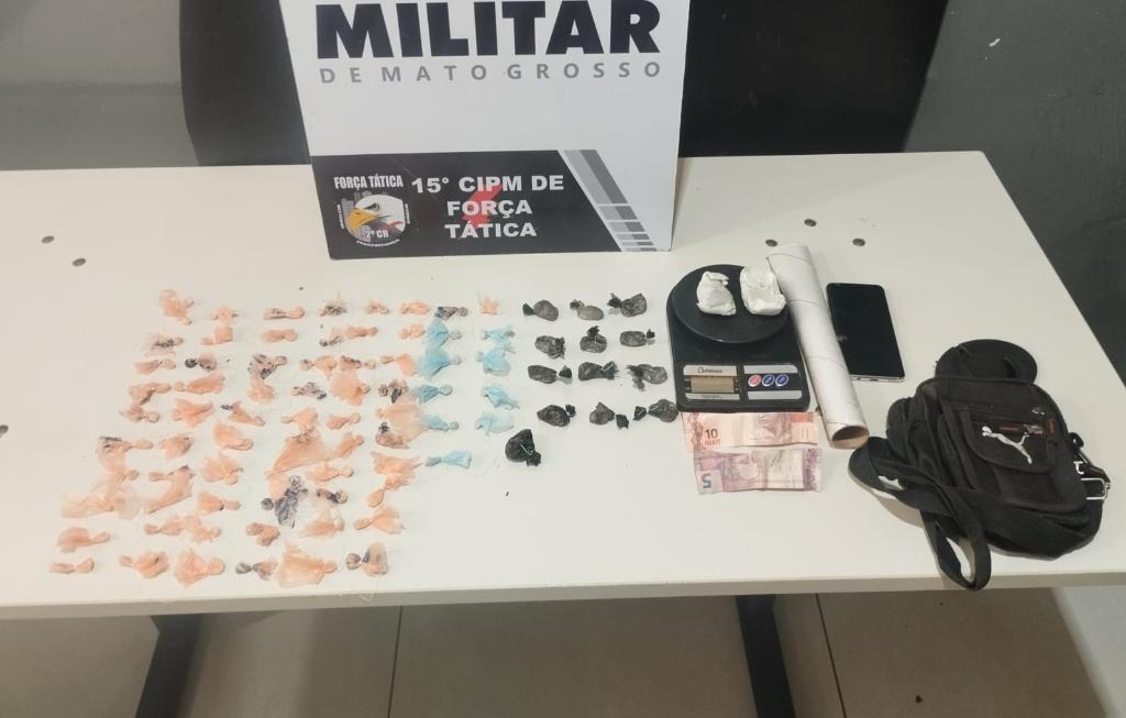 Força Tática apreende 104 porções de entorpecentes e prende dois homens por tráfico em Várzea Grande