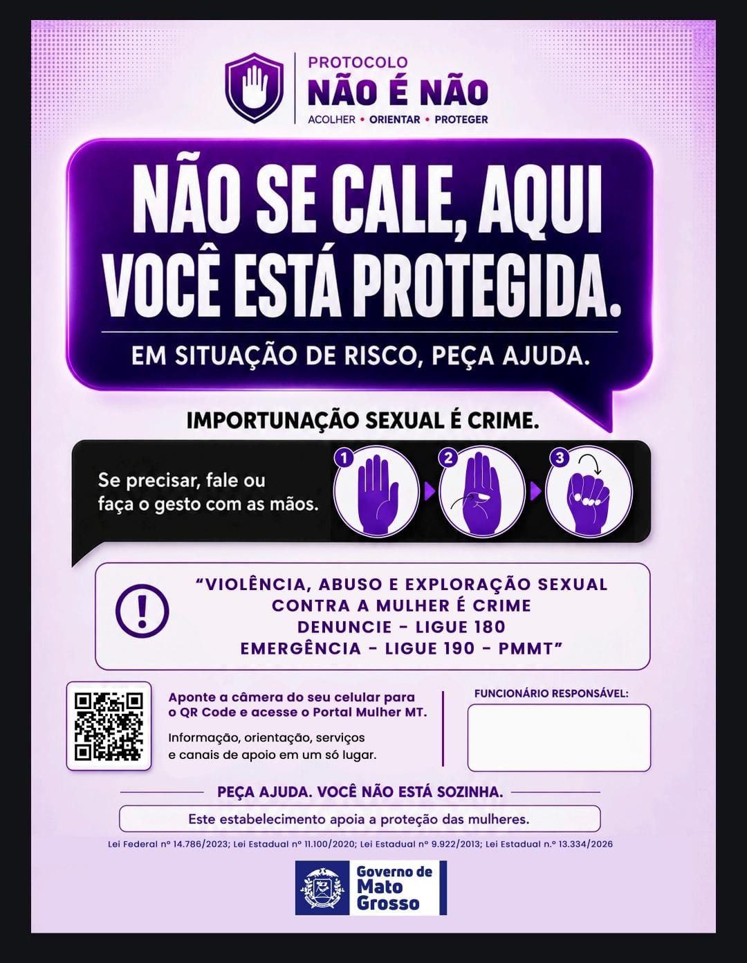 Campanha ‘Não é Não’ contra assédio e violência em estabelecimentos de Várzea Grande