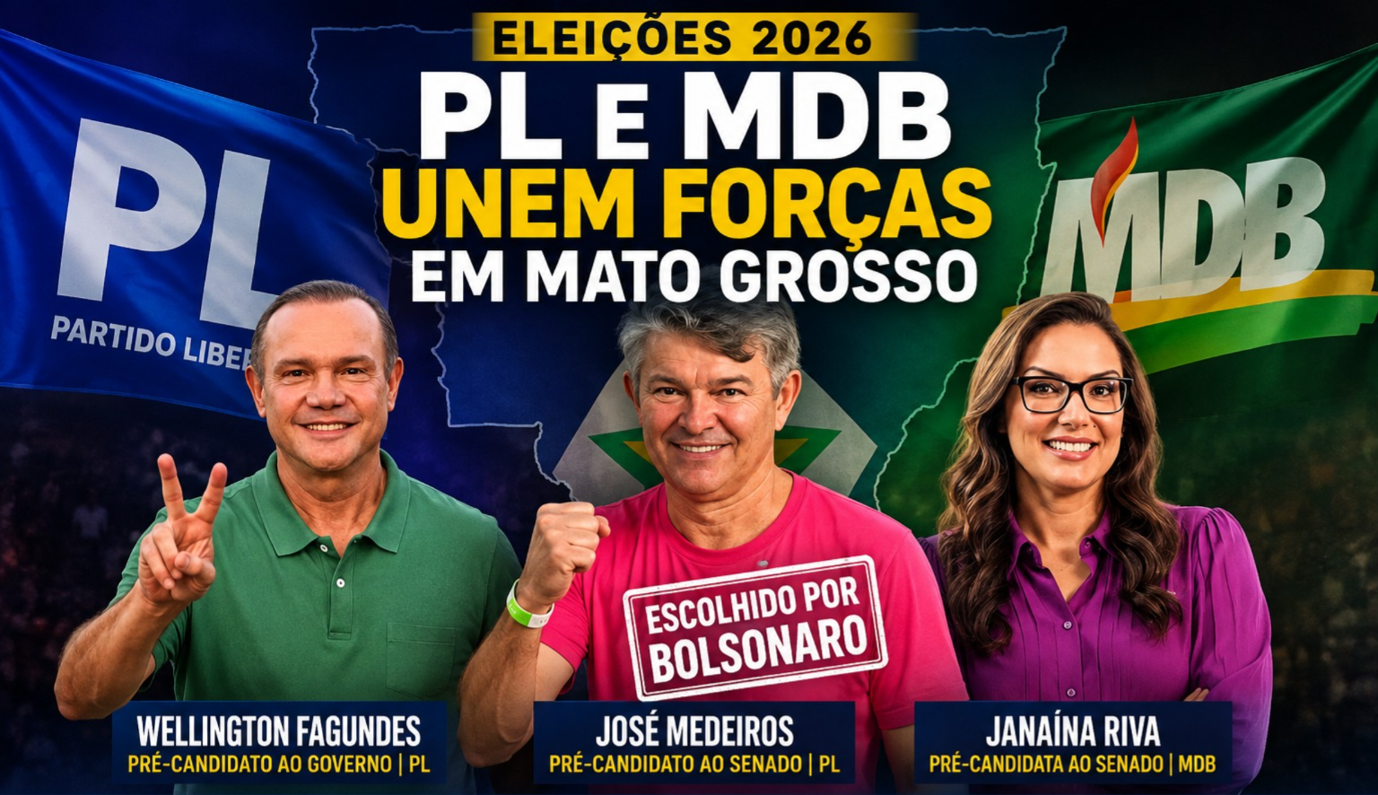 PL e MDB mudam cenário político em Mato Grosso; apoio de Michelle Bolsonaro a José Medeiros marca novo capítulo da disputa ao Senado