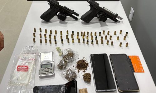 Dupla é presa com droga e arma de uso restrito após tentativa de fuga em Guarantã do Norte