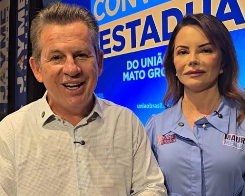 União Brasil oficializa Mauro Mendes ao Senado e lança Virginia Mendes para estreia nas urnas