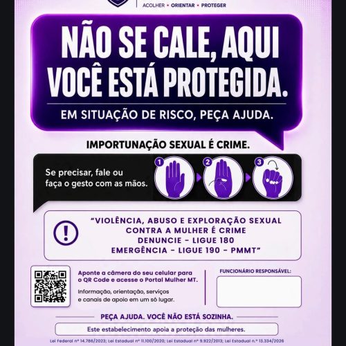 Campanha ‘Não é Não’ contra assédio e violência em estabelecimentos de Várzea Grande