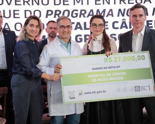 Em cerimônia de repasse do Nota MT ao HCanMT, secretário da Sefaz lembra que ideia partiu da primeira-dama do Estado