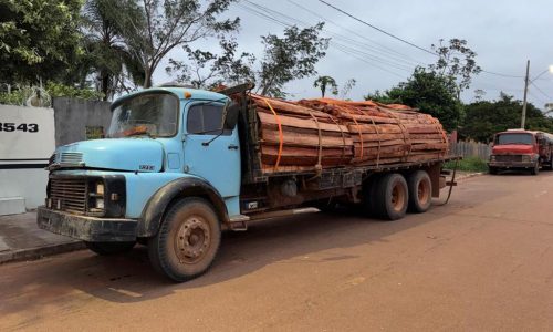 Defron intercepta carga de 1.284 toras de aroeira e prende quatro suspeitos