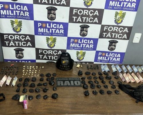 Força Tática e Raio apreendem 132 porções de drogas e prendem dupla por tráfico em Rondonópolis