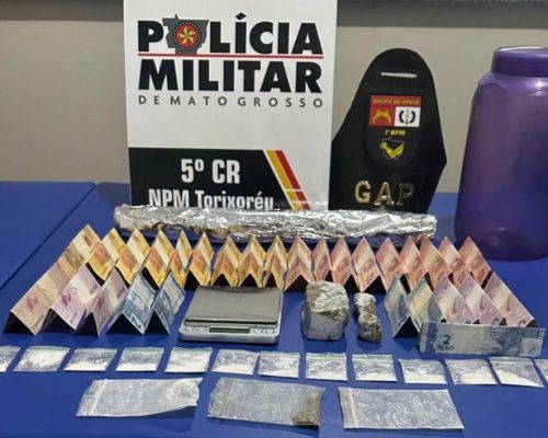 Polícia Militar prende mulher por tráfico e apreende drogas em Torixoréu