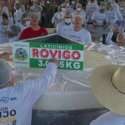 Maior queijo do Brasil é produzido em Curvelândia (MT) e atrai 25 mil pessoas