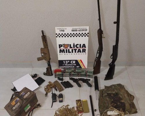 Polícia Militar prende faccionados com fuzil, espingarda, pistolas e mais de 300 munições