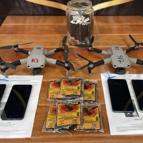 Drones são abatidos pela Polícia Penal após tentar deixar celulares em unidades prisionais do interior