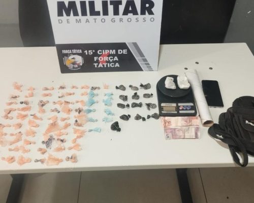 Força Tática apreende 104 porções de entorpecentes e prende dois homens por tráfico em Várzea Grande