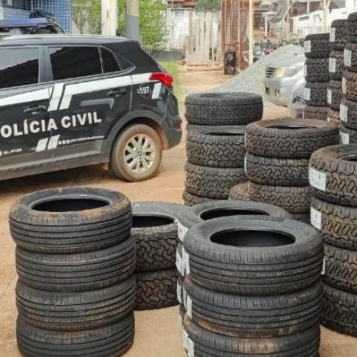 Polícia Civil prende duas pessoas e recupera 67 pneus furtados de empresa