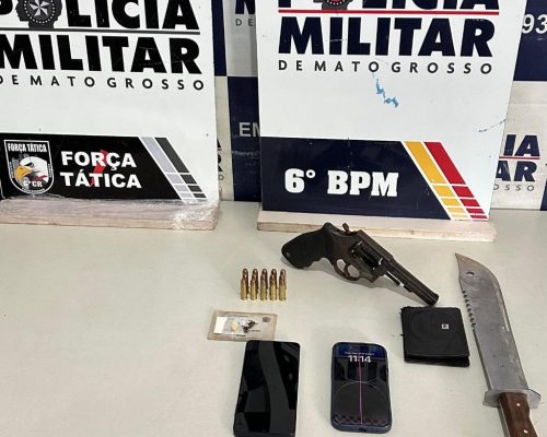 Polícia Militar prende dois faccionados e apreende revólver furtado de empresa em Cáceres