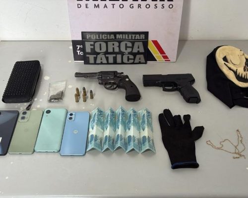 Força Tática prende suspeito por roubos e apreende arma de fogo e munições