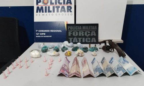 Força Tática prende faccionado com drogas e arma de fogo em Barra do Bugres