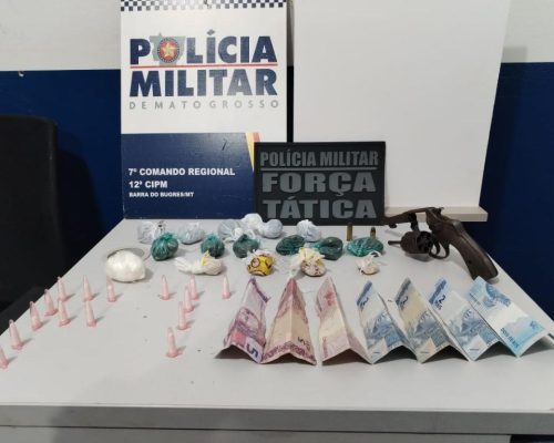 Força Tática prende faccionado com drogas e arma de fogo em Barra do Bugres