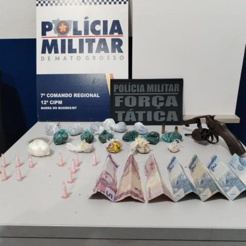 Força Tática prende faccionado com drogas e arma de fogo em Barra do Bugres