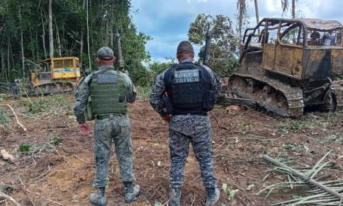 Polícia Militar apreende máquinas utilizadas em extração ilegal de madeiras em zona rural