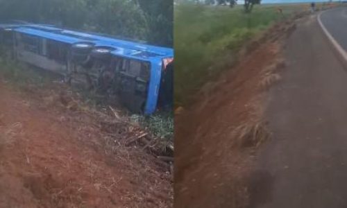Ônibus de viagem tomba na BR-158 em MT e deixa dois mortos